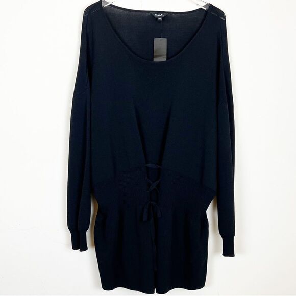 Simply Be Plus Size Dropped Waist Cinched Lace-Up Tunic Sweater, Size 28/30 - Picture 1 of 11
